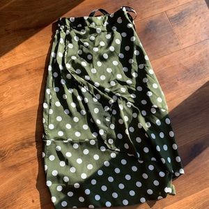 PrettyLittleThing Green Polka Dot Midi Skirt